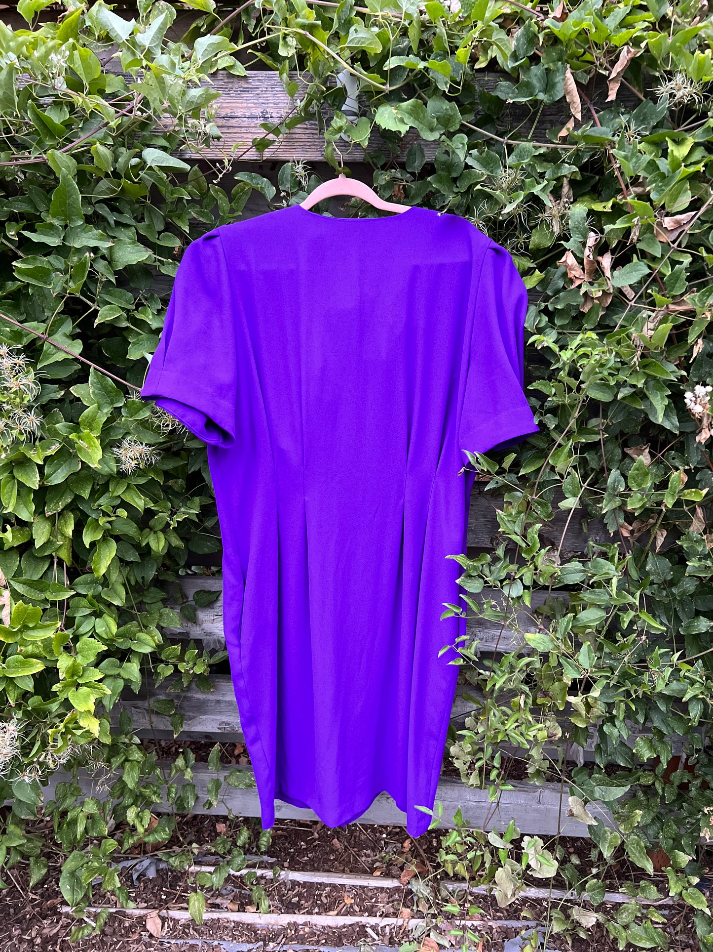 Hot 80’s Working Girl Purple Dress with Gold Buttons