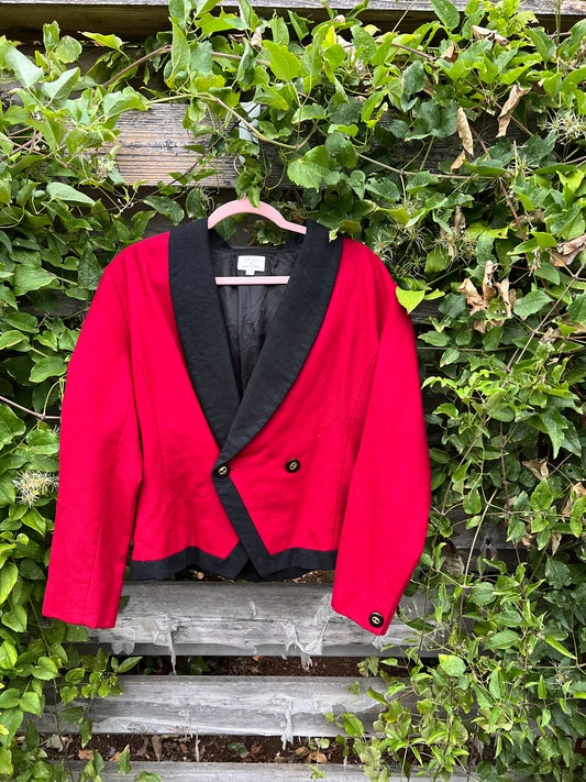 Cropped Red Wool Blazer Size 8 by Mr. Jax